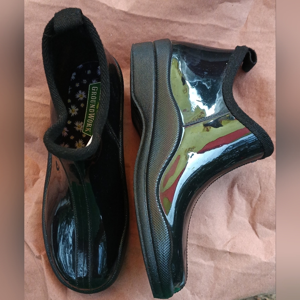 Garden Booties GroundWork Women's Black Patent Waterproof Black Size 8